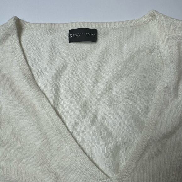 GRAY ASPEN Cashmere V-neck Long Sleeve Sweater Size Small - Picture 3 of 8